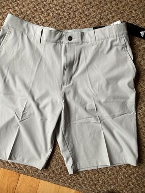 adidas Men's Light Gray Flat Front Performance Shorts